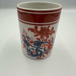 Vintage 1976 ‘NARA’ Porcelain Vessel by Mann Imari Style Rust & Blue Floral